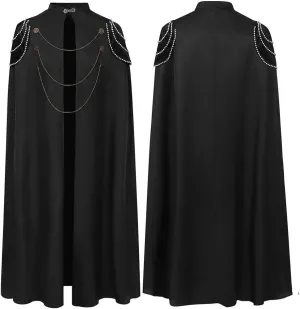 Cloak Medieval European Royal Cloak Perfectly Blending Fashion and Functionality, Tailored for Both Male and Female Wearers(Average Size Wine)(Black)