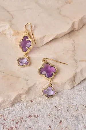 Clover Pendant Earrings - Lilac