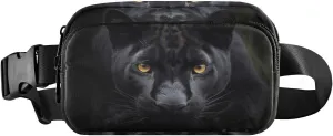 Cool Panther Black Leopard Fashion Fanny Pack for Men Women, Small Waterproof Waist Pack with Adjustable Strap for Travel Running Hiking