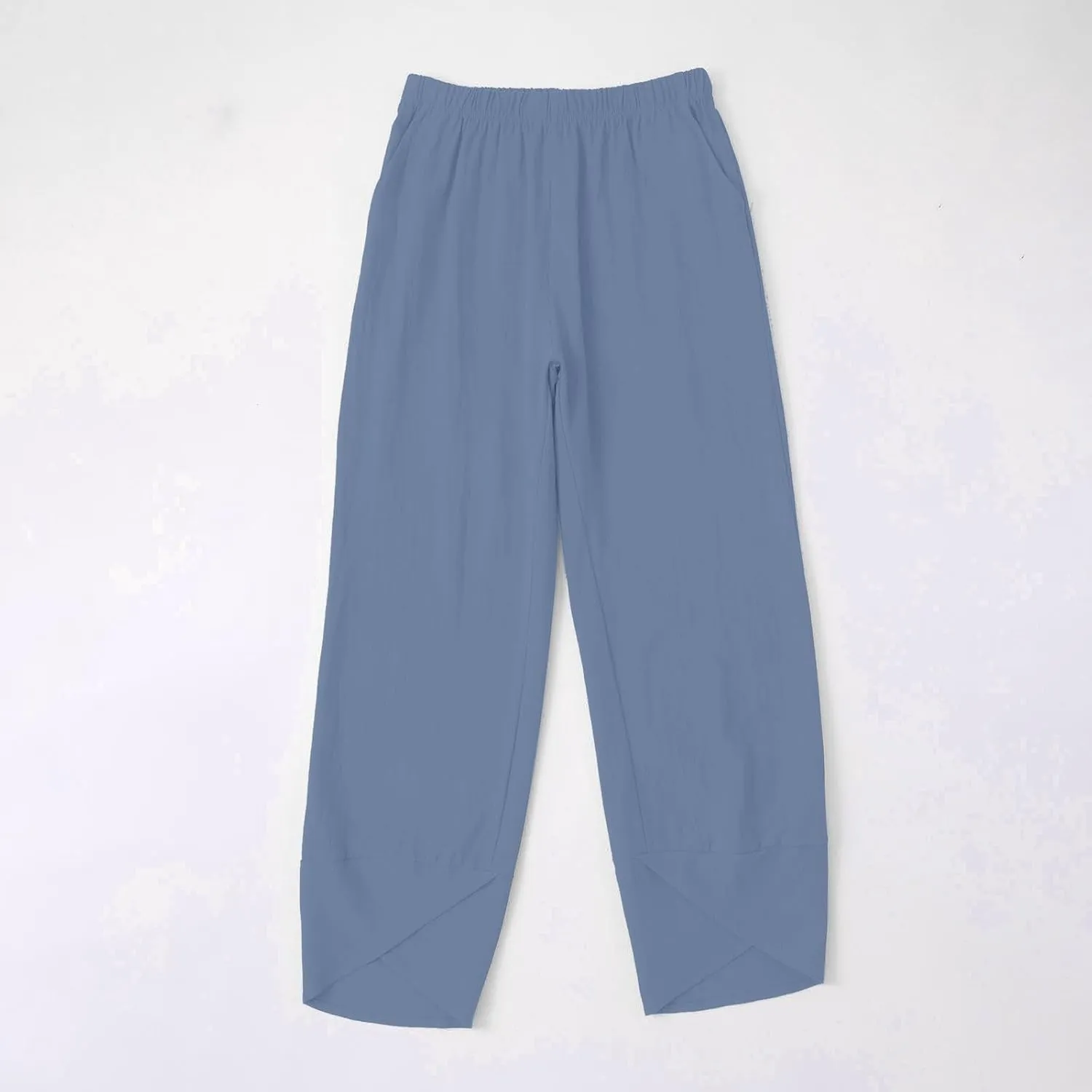 Cotton Linen Pants for Women Plus Size Cropped Wide Leg Summer Casual Loose Fit Trousers Beach Lounge Work