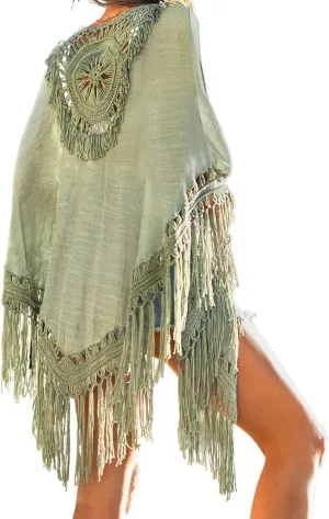 CUPSHE Women's Tassel Long Kimono Cardigans Beach Swimsuit Bikini Cover Up