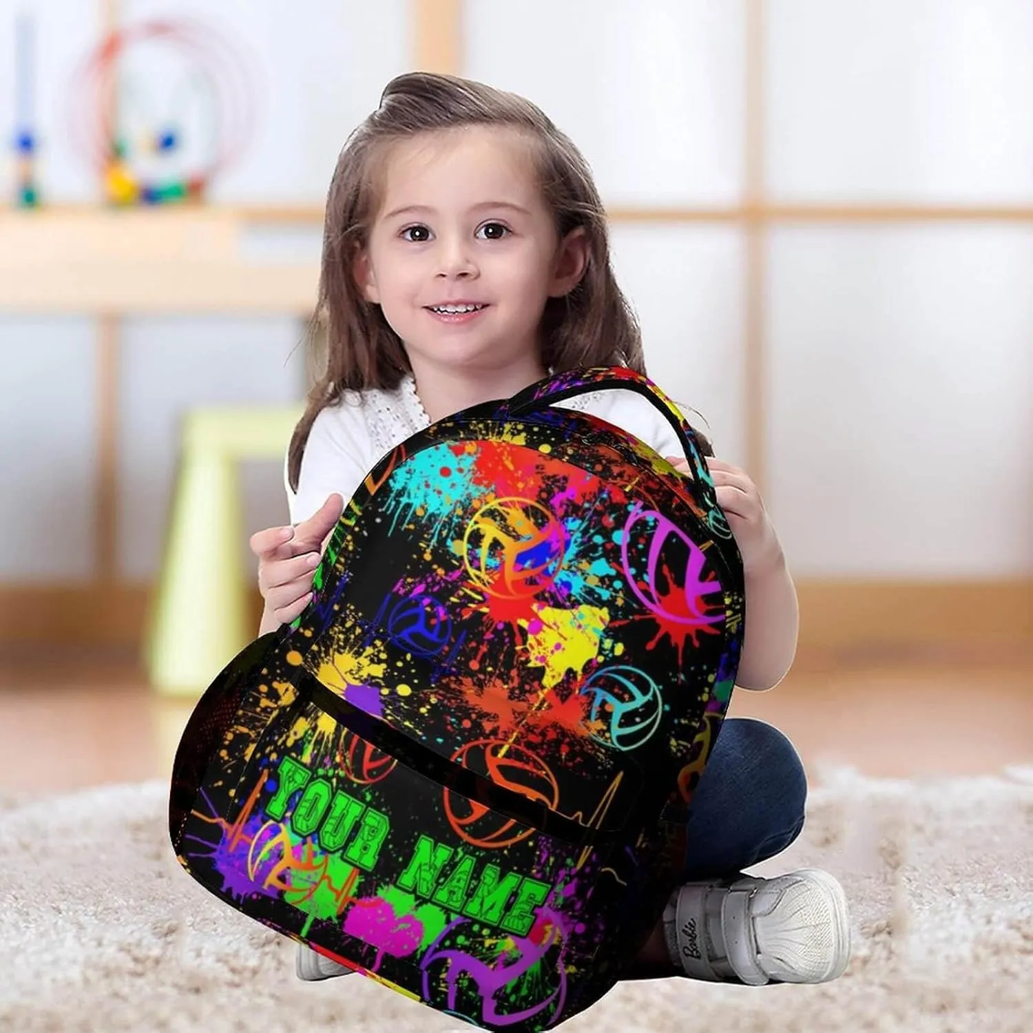 Custom Volleyball School Backpack for Kids Girls Boys, 16 Inch Cool Volleyball Themed Bookbag, Personality School Backpack for Students Children, sustainable, Lightweight, Large Capacity