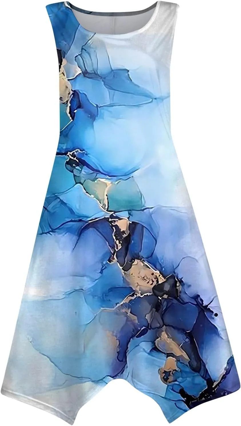 DOPOCQ Womens Summer Dresses Casual Plus Size Sleeveless Crewneck Tank Sundress Hawaiian Trendy Graphic Boho Midi Dresses