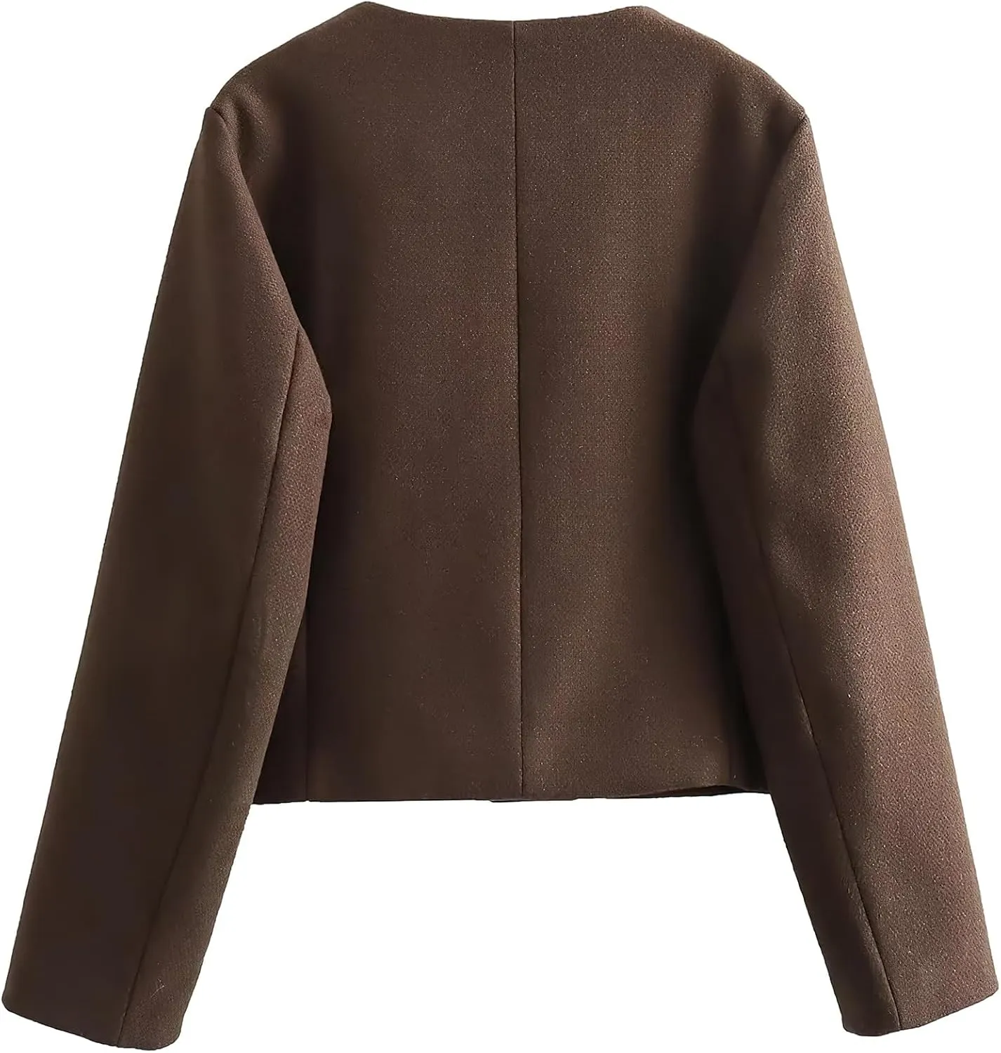 ebossy Women's Button Down Petite Blazer Jacket Long Sleeve Slim Coat Crop Top with Flap Pocket