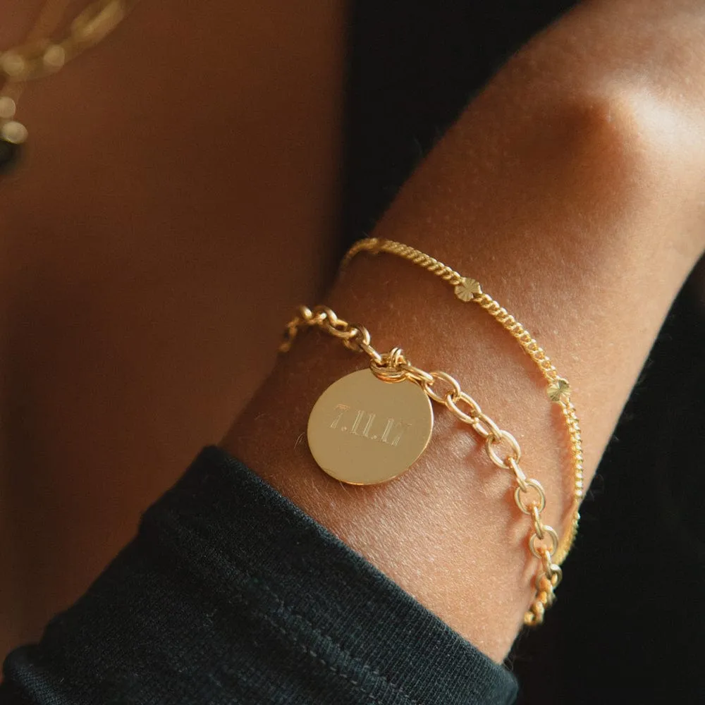 Engravable Medallion Bracelet 18ct Gold Plate