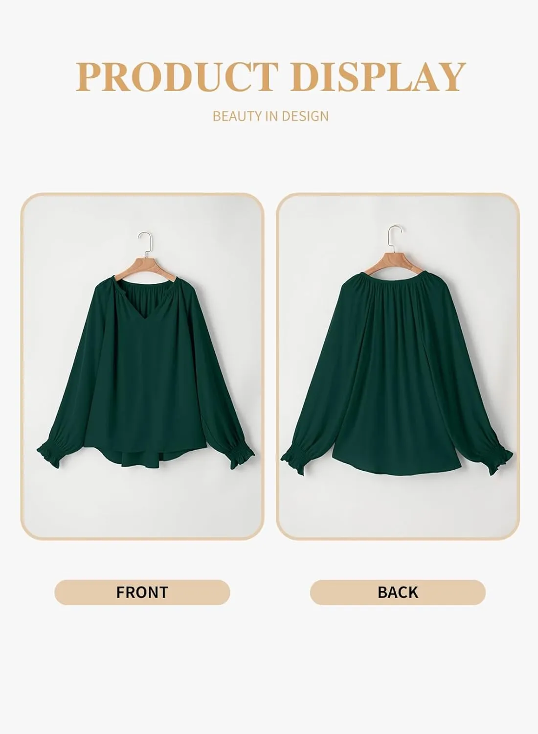 Eytino Womens Plus Size Tops Sexy V Neck Smocked Long Sleeve Casual Chiffon Blouse Flowy Work Shirts(1X-5X)