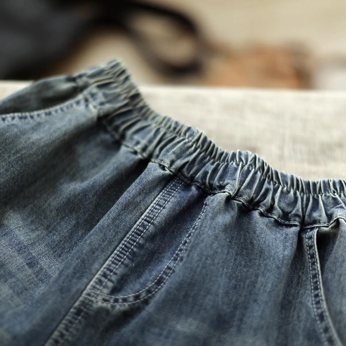 Fashion Spring Summer Ladies Ripped Loose Jeans Women Casual Embroidery Elastic Wide-Leg Denim Trousers