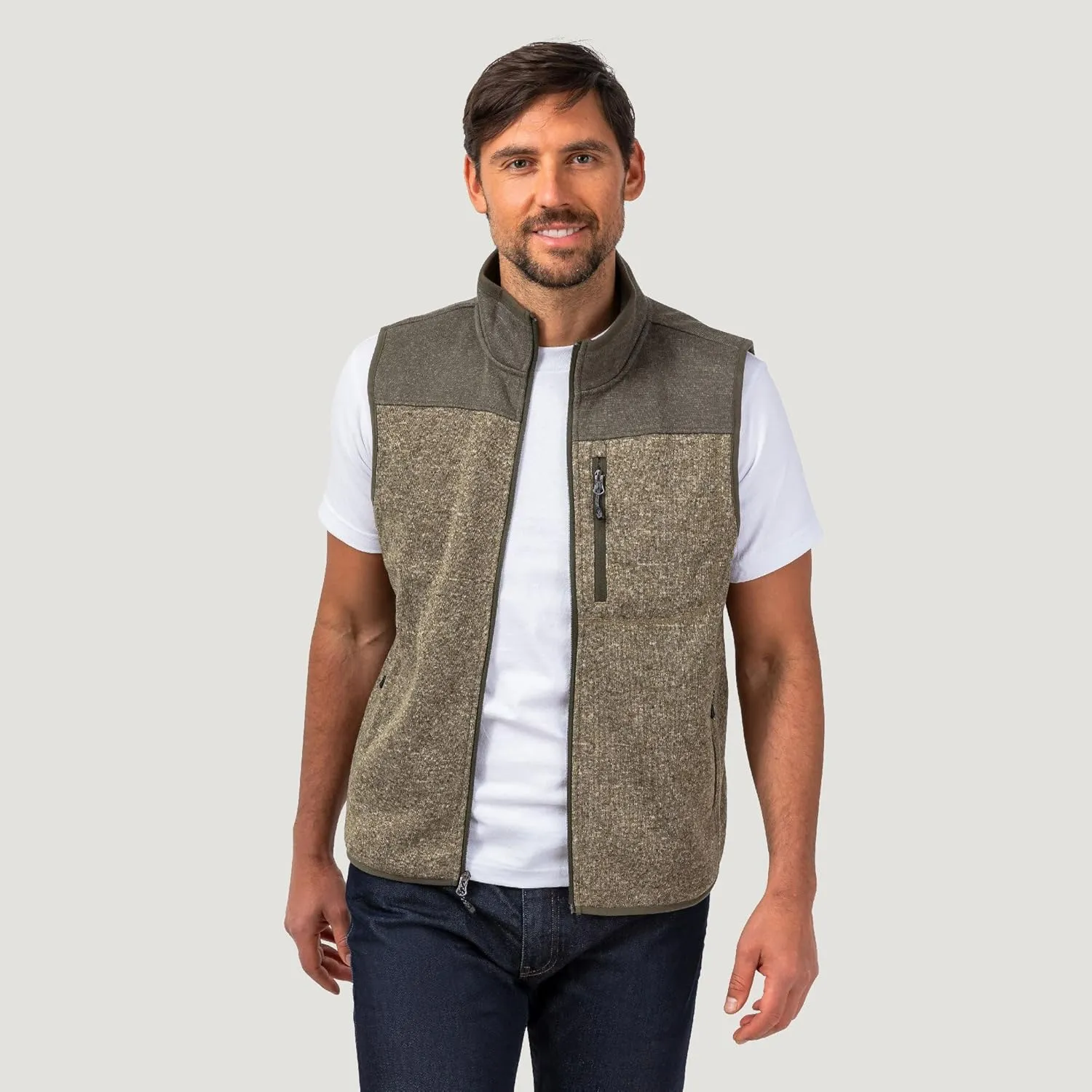 Free Country Men's Full Zip Color Block Sweater Fleece Vest