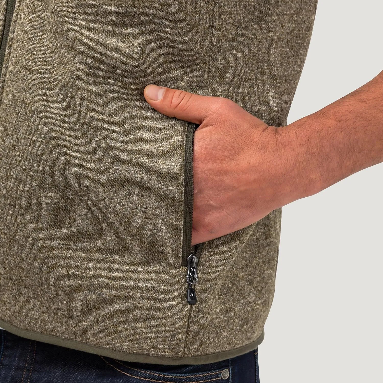 Free Country Men's Full Zip Color Block Sweater Fleece Vest
