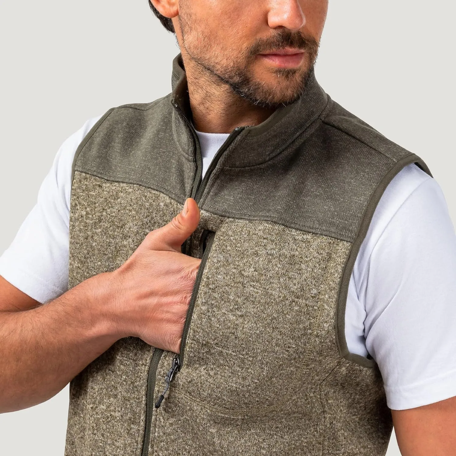 Free Country Men's Full Zip Color Block Sweater Fleece Vest