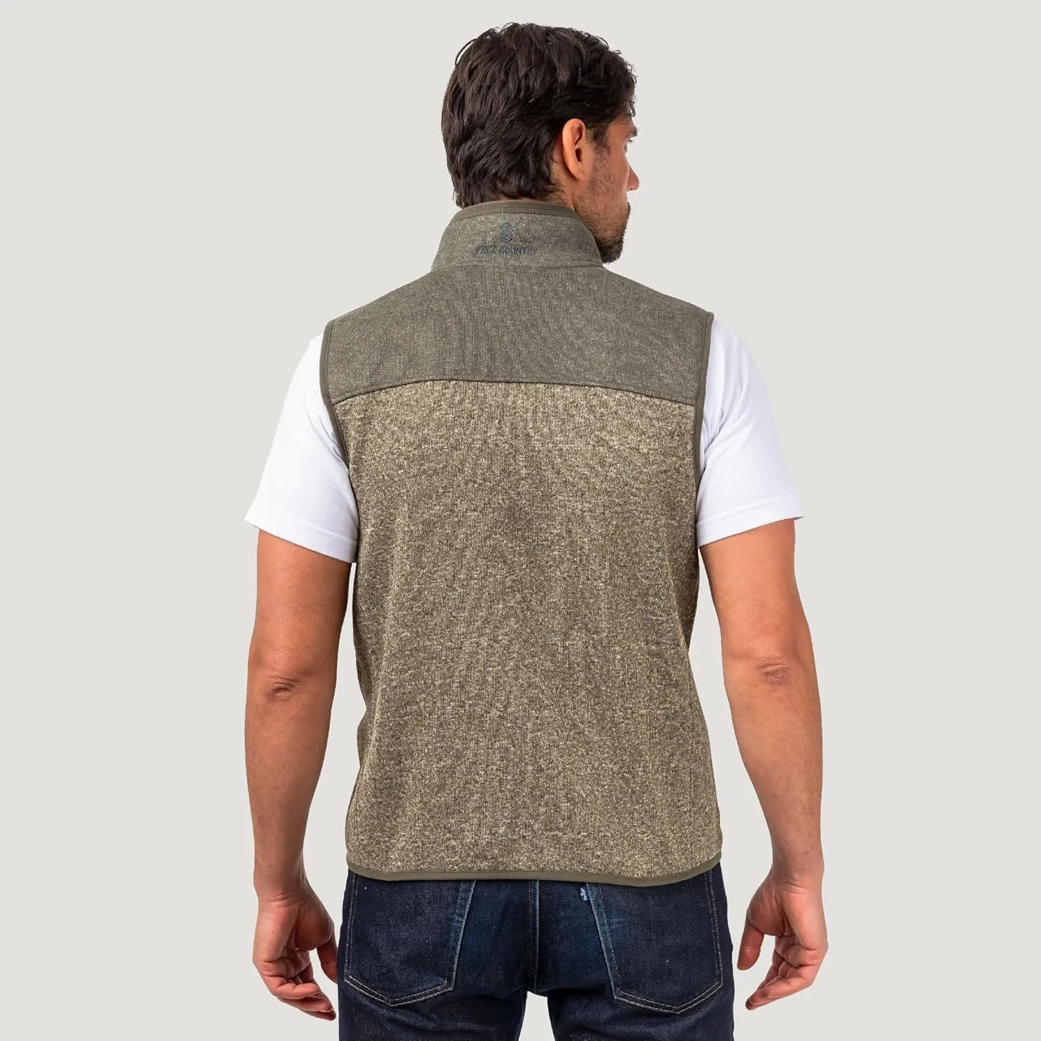 Free Country Men's Full Zip Color Block Sweater Fleece Vest