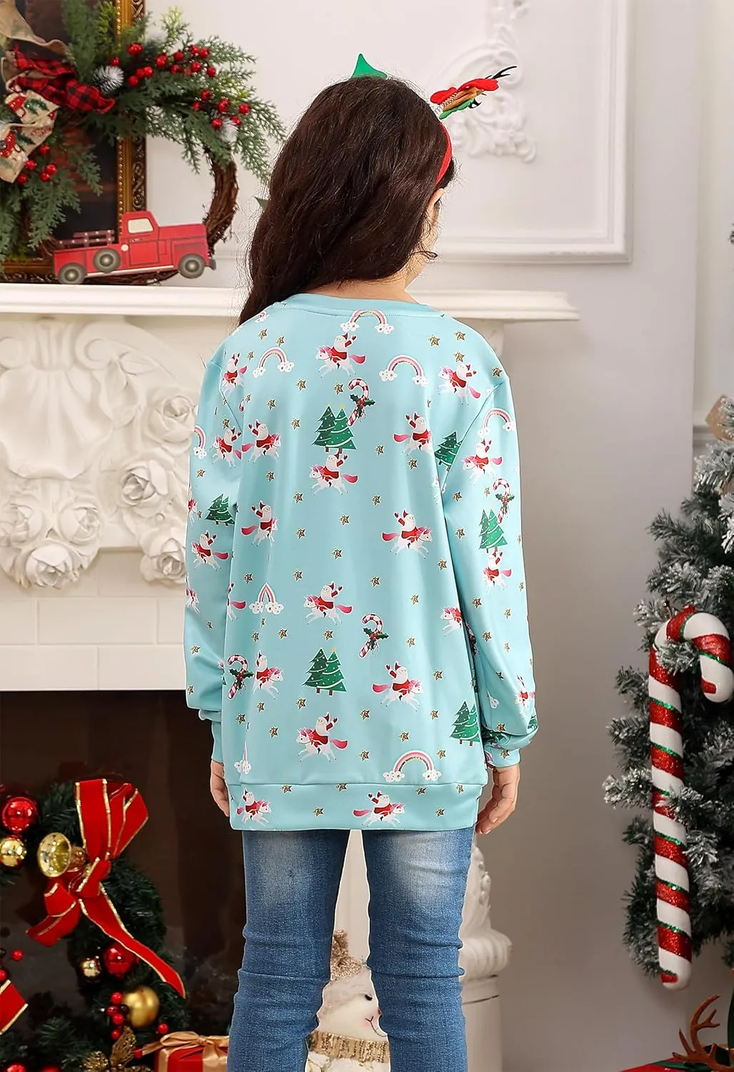 Funnycokid Kids Ugly Christmas Sweater Girls Boys Xmas Sweatshirt Funny Fleece Outfit 3D Print Clothes 4-16 Years