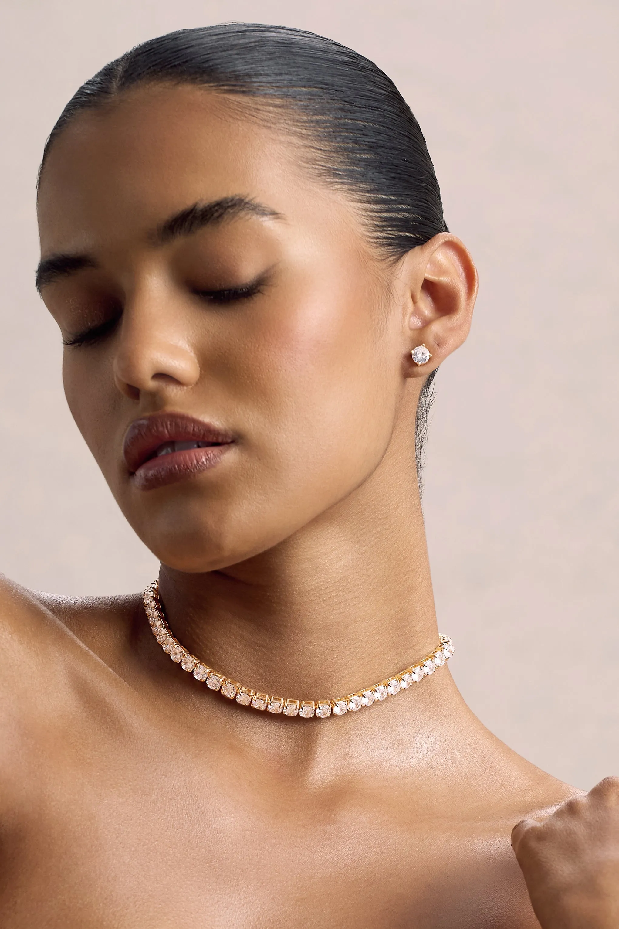 Gaze | Gold Diamante Necklace & Earrings Set