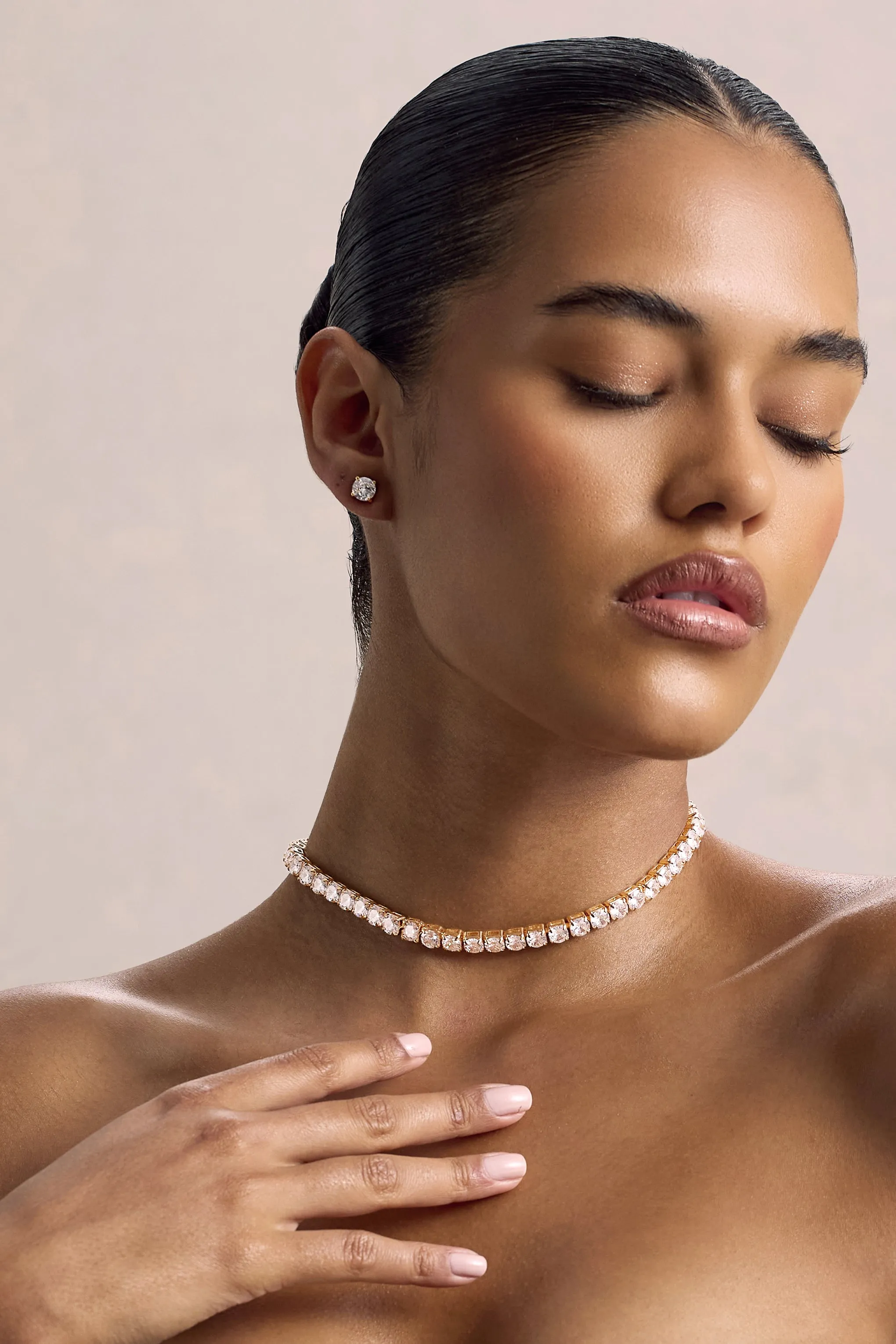 Gaze | Gold Diamante Necklace & Earrings Set