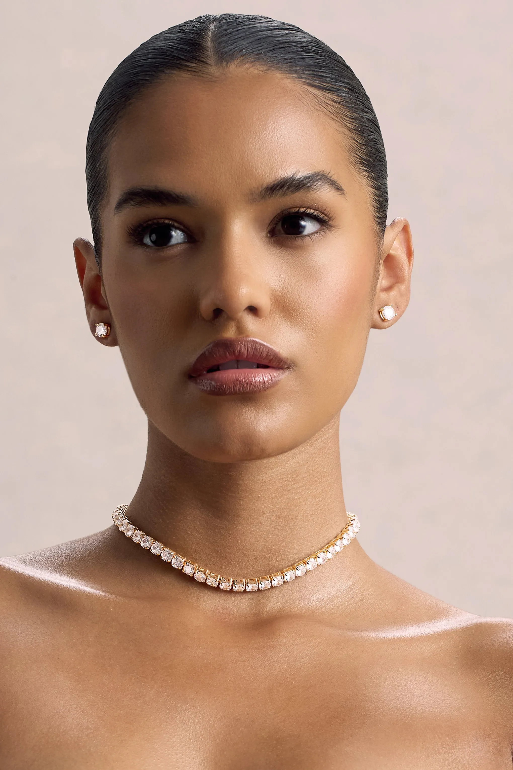 Gaze | Gold Diamante Necklace & Earrings Set