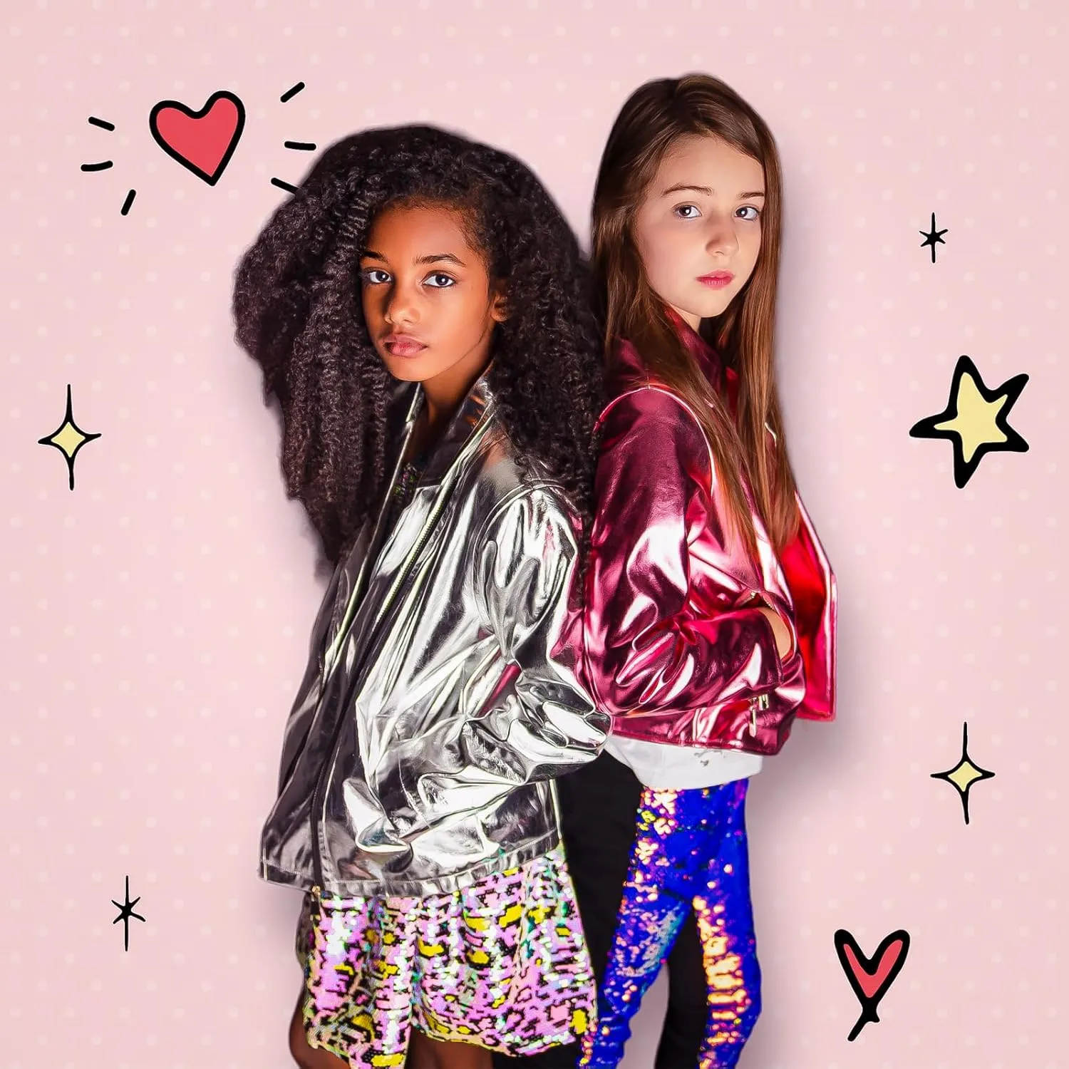 Girls Light Iridescent Leopard Pink Flip Sequin Skirt with Rainbow Metallic Thread Elastic Waistband