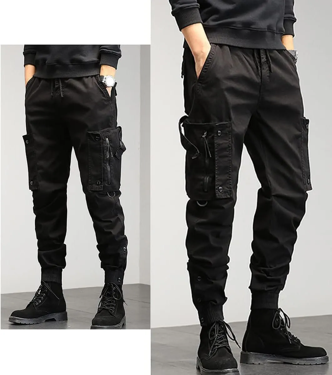Gothic Overalls Men's Korean Version of The Harem Pencil Pants Loose Beam Multi-Pocket Trousers
