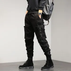 Gothic Overalls Men's Korean Version of The Harem Pencil Pants Loose Beam Multi-Pocket Trousers