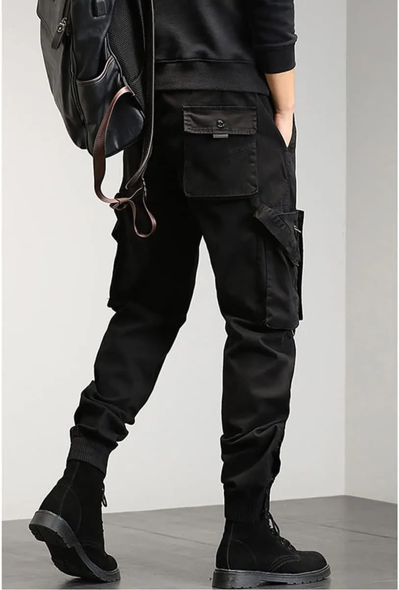 Gothic Overalls Men's Korean Version of The Harem Pencil Pants Loose Beam Multi-Pocket Trousers