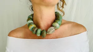 Guatemalita Jade Necklace. Sterling Silver.