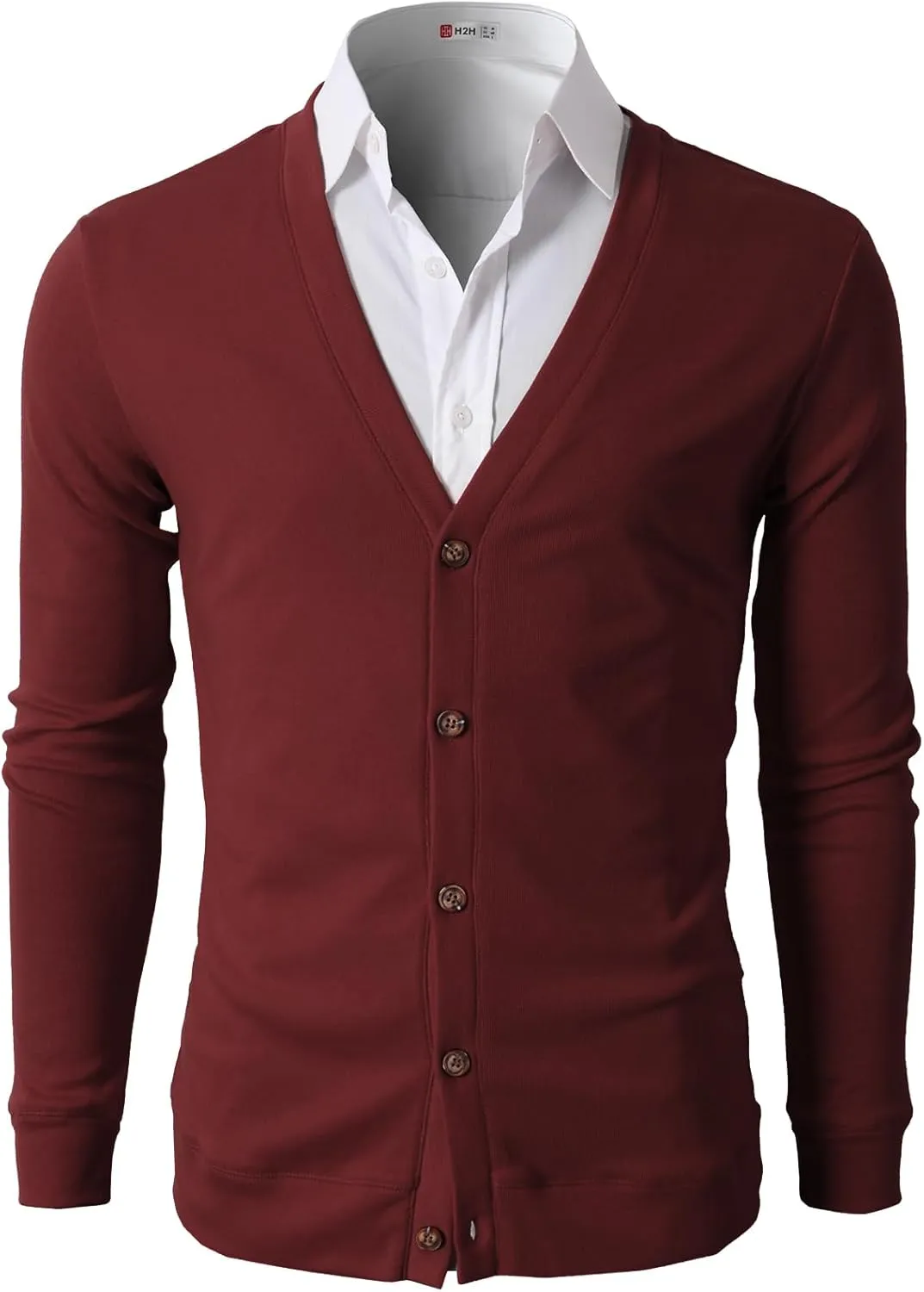 H2H Mens Casual Slim Fit Cardigans V-Neck Basic Designed Long Sleeve Button Down