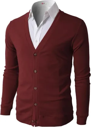 H2H Mens Casual Slim Fit Cardigans V-Neck Basic Designed Long Sleeve Button Down