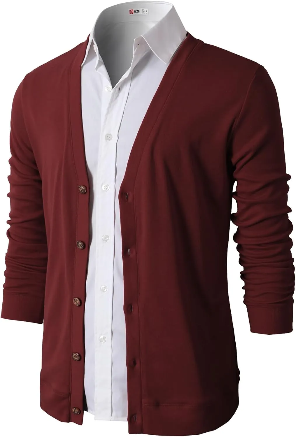 H2H Mens Casual Slim Fit Cardigans V-Neck Basic Designed Long Sleeve Button Down
