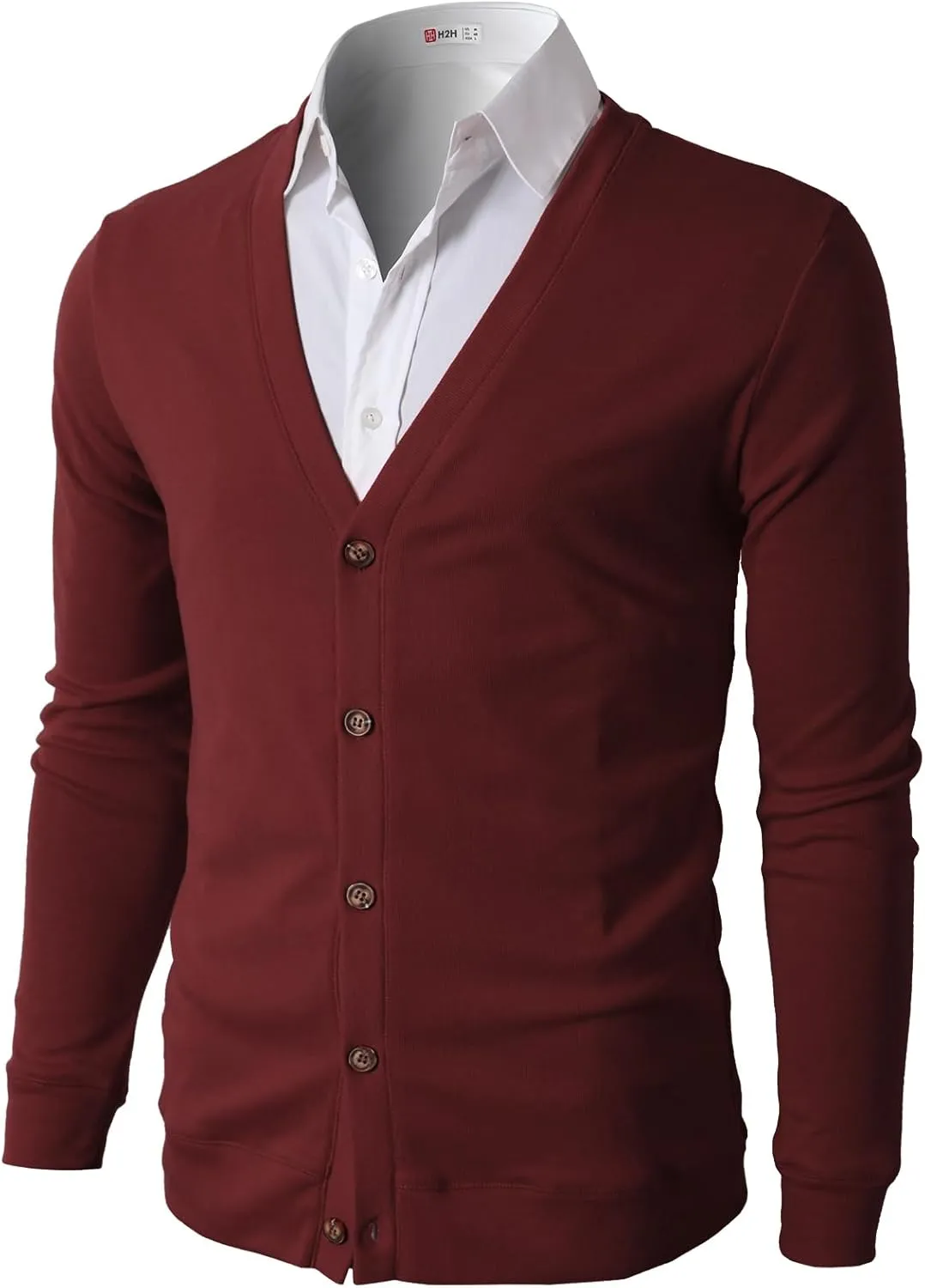 H2H Mens Casual Slim Fit Cardigans V-Neck Basic Designed Long Sleeve Button Down
