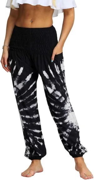 Honeystore Women's Boho Harem Yoga Pants Hippie Tapered Loose Beach Trousers