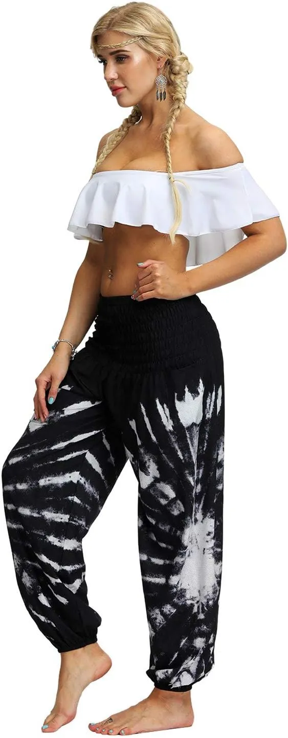 Honeystore Women's Boho Harem Yoga Pants Hippie Tapered Loose Beach Trousers