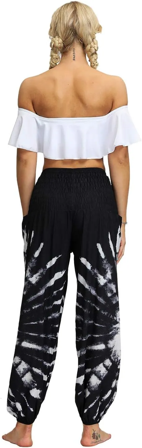 Honeystore Women's Boho Harem Yoga Pants Hippie Tapered Loose Beach Trousers