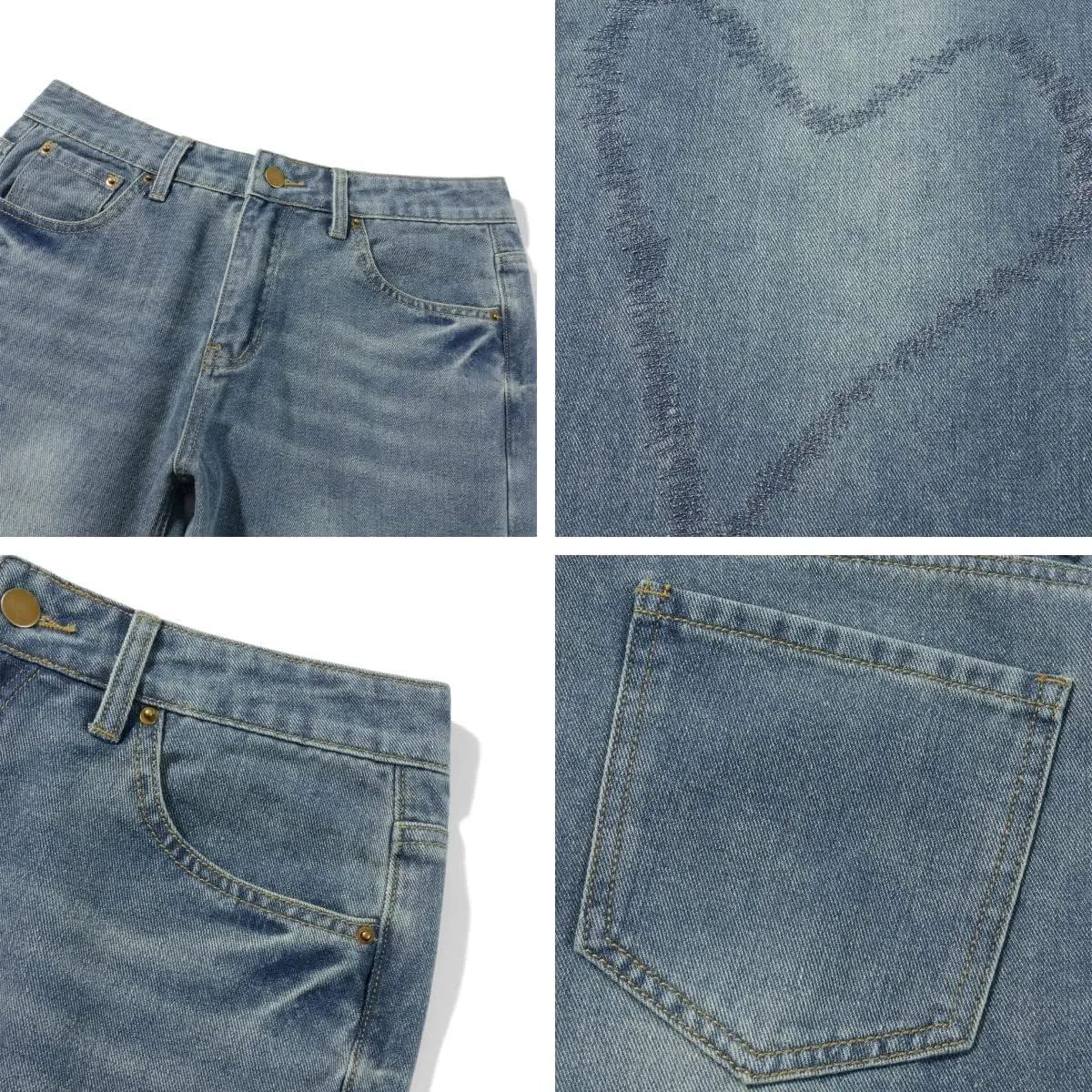 HOXIJIA Women High Waisted Wide Leg Denim Pants Y2K Patterned Baggy Flared Hem Jeans Stretch Bell Bottom Trousers