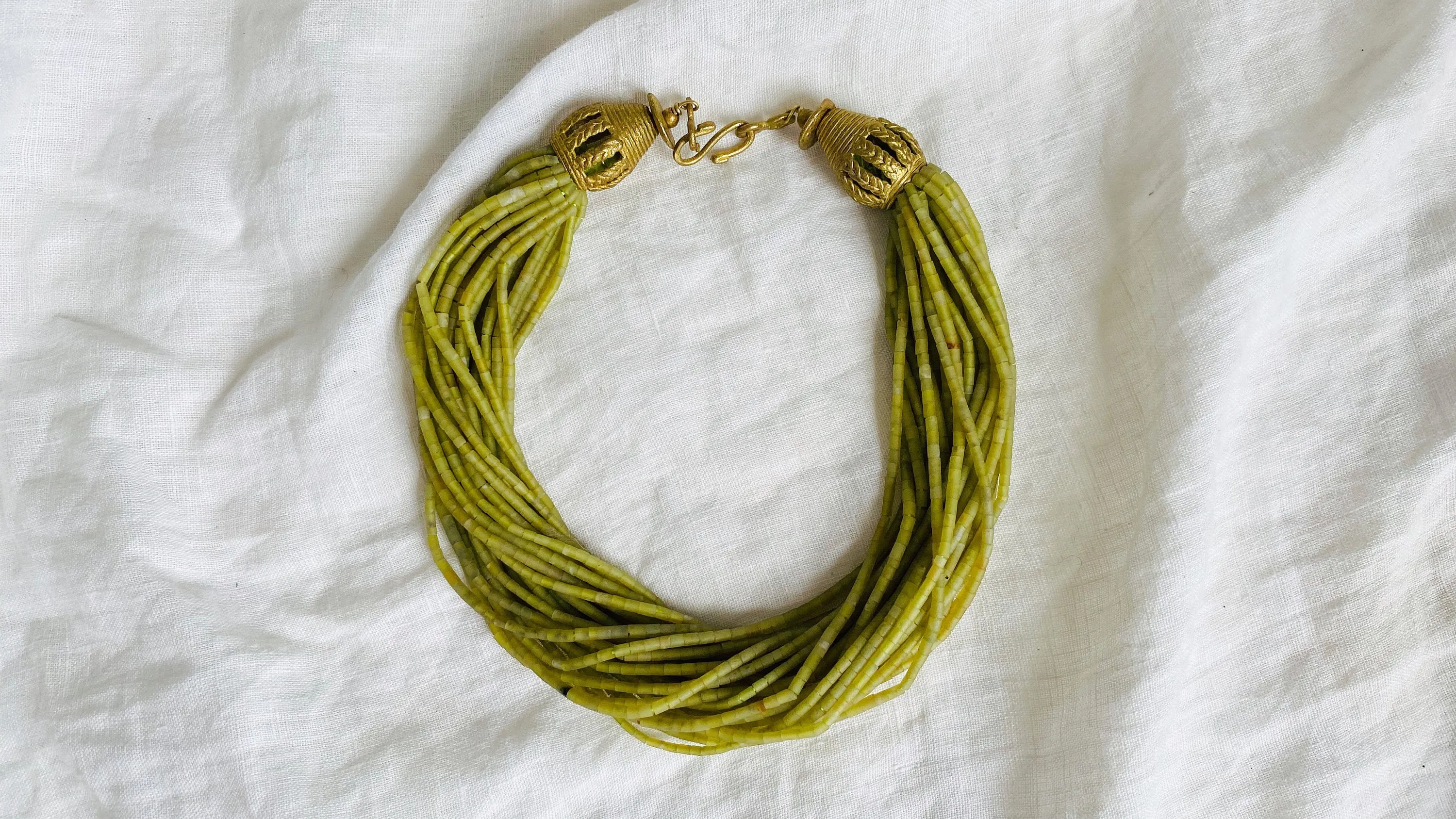 Jade Choker Necklace. Multi Strand