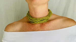 Jade Choker Necklace. Multi Strand