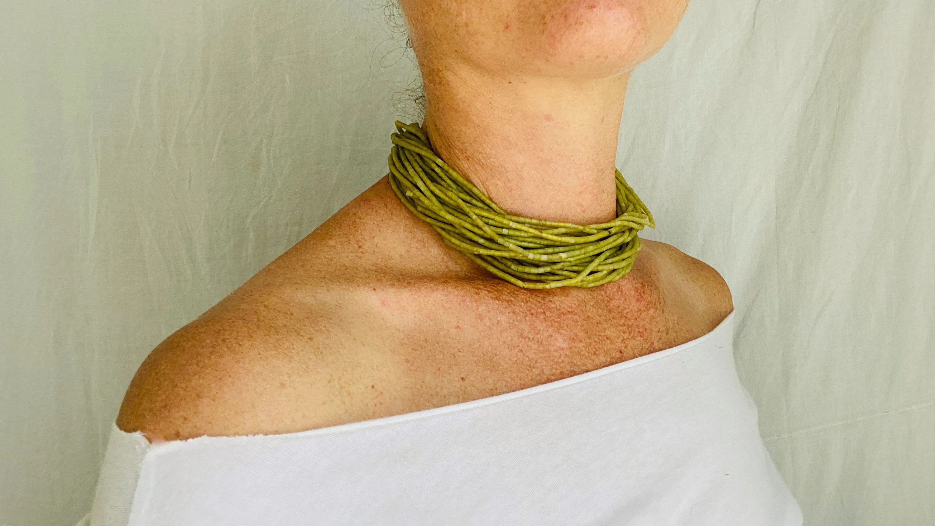 Jade Choker Necklace. Multi Strand