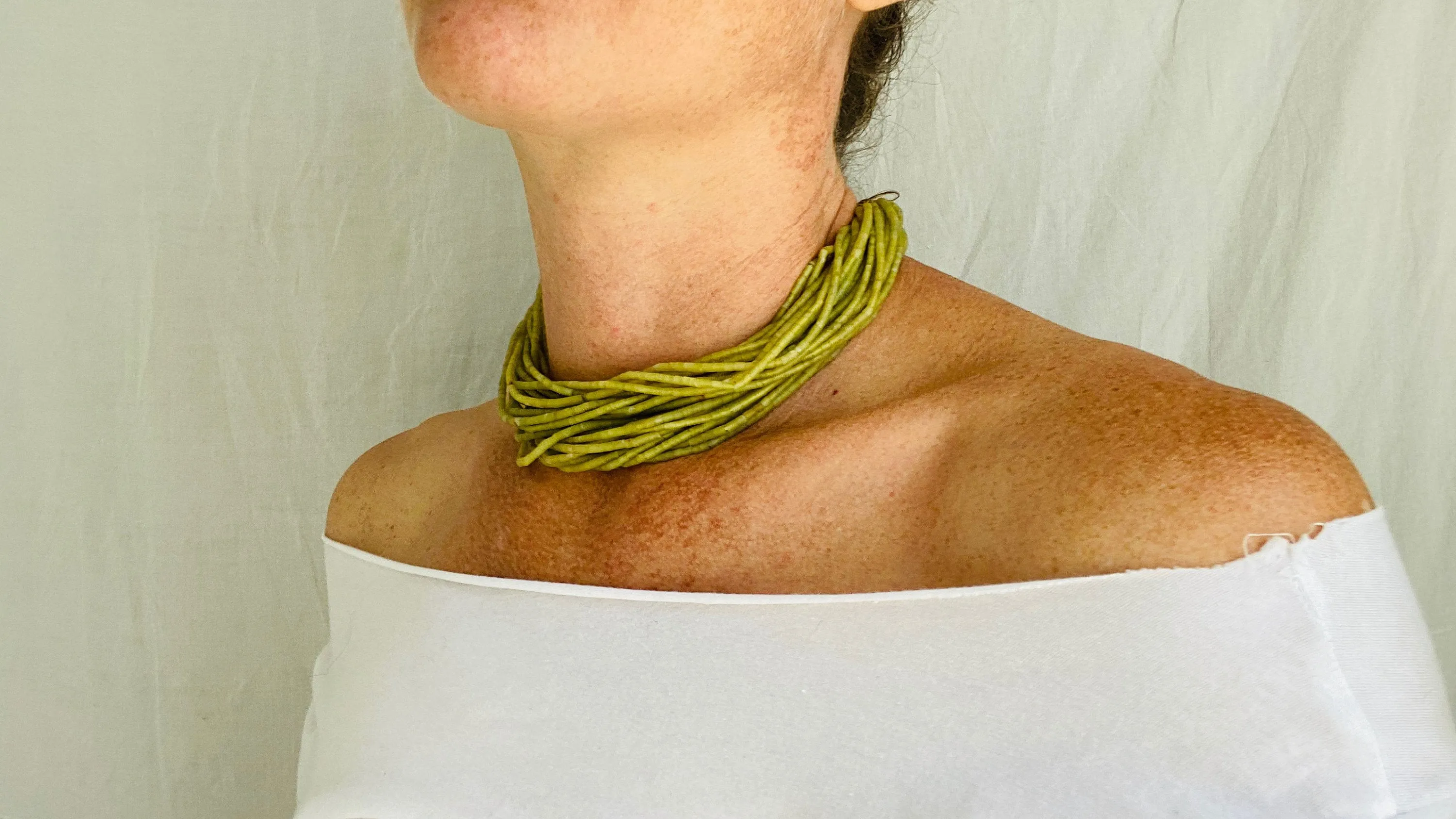 Jade Choker Necklace. Multi Strand