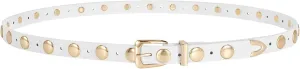 JASGOOD Women Studded Belt Skinny Leather Belt Ladies Thin Waist Belt Fashion Leather Belt for Jeans Pants Dress