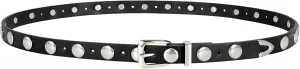 JASGOOD Women Studded Belt Skinny Leather Belt Ladies Thin Waist Belt Fashion Leather Belt for Jeans Pants Dress