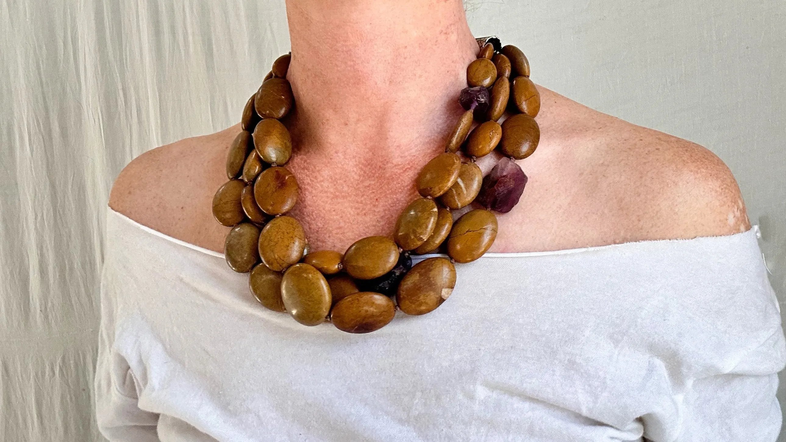 Jasper & Fluorite Multi-Strand Necklace. Sterling Silver. 1185