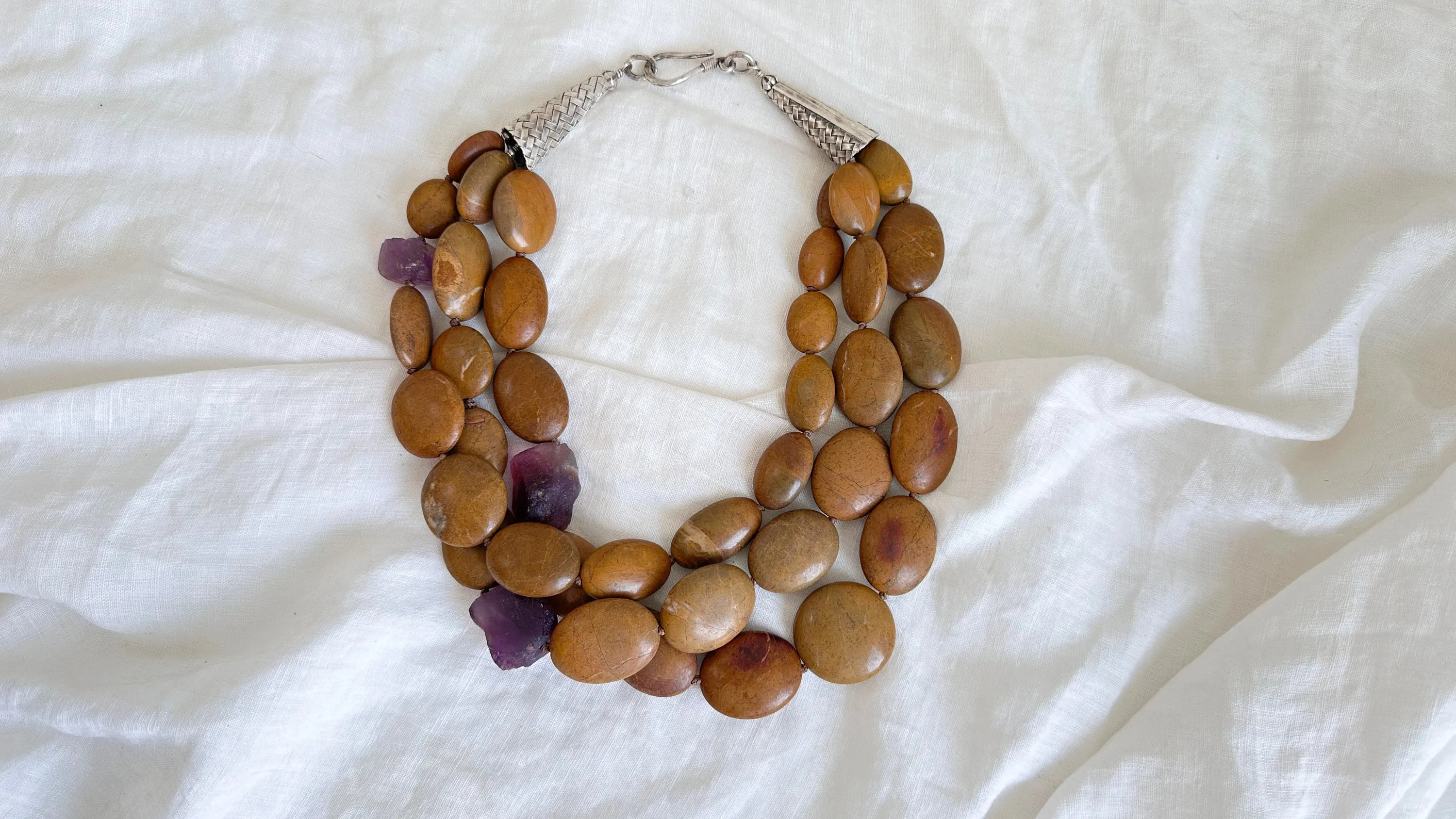 Jasper & Fluorite Multi-Strand Necklace. Sterling Silver. 1185