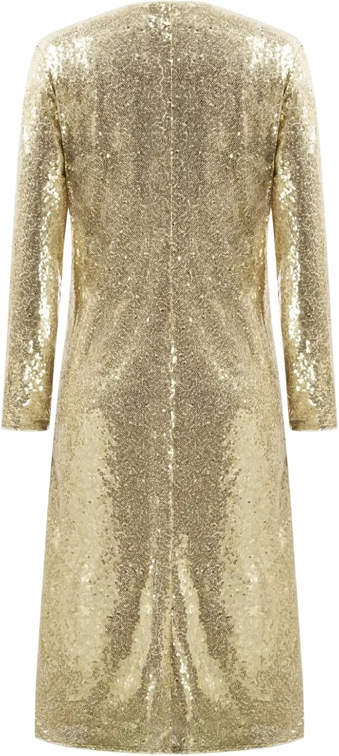 KANCY KOLE Women Sequin Cardigan Long Sleeve Open Front Jacket Blazers for Holiday Christmas