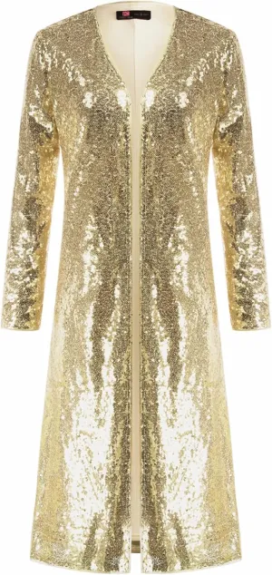 KANCY KOLE Women Sequin Cardigan Long Sleeve Open Front Jacket Blazers for Holiday Christmas