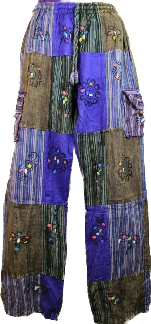 Karma Handicrafts Patchwork Hippy Cotton Festival Trouser Boho Yoga Pant Wide Leg Combat Nepal 202