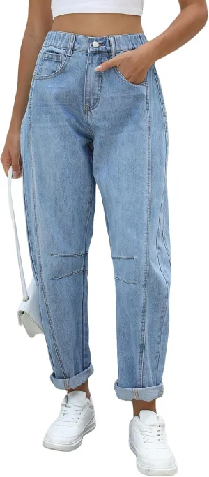 Kedera Women Barrel Jeans Casual Denim Pants 2025 Loose Wide Leg Baggy Pants Mid Waist Boyfriend Jeans Y2k Pants