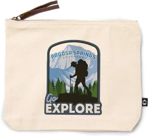 Lantern Press Pagosa Springs, Colorado, Go Explore, Backpacker, 100% Cotton Zipper Pouch, Travel Accessory, Go Bag