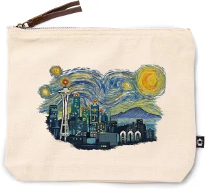 Lantern Press Seattle, Washington, Starry Night City Series, 100% Cotton Zipper Pouch, Travel Accessory, Go Bag