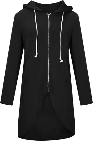LFEOOST Womens Hoodies Full Zip Tunic Sweatshirts Fashion 2022 Winter Long Sleeve Solid Color Loose Hoodie Jacket with Pocket