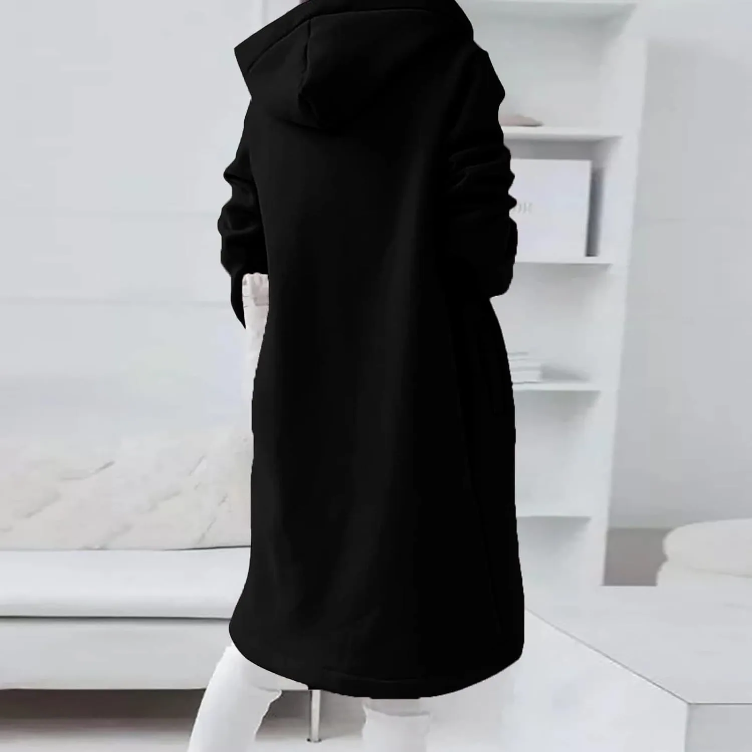 LFEOOST Womens Hoodies Full Zip Tunic Sweatshirts Fashion 2022 Winter Long Sleeve Solid Color Loose Hoodie Jacket with Pocket