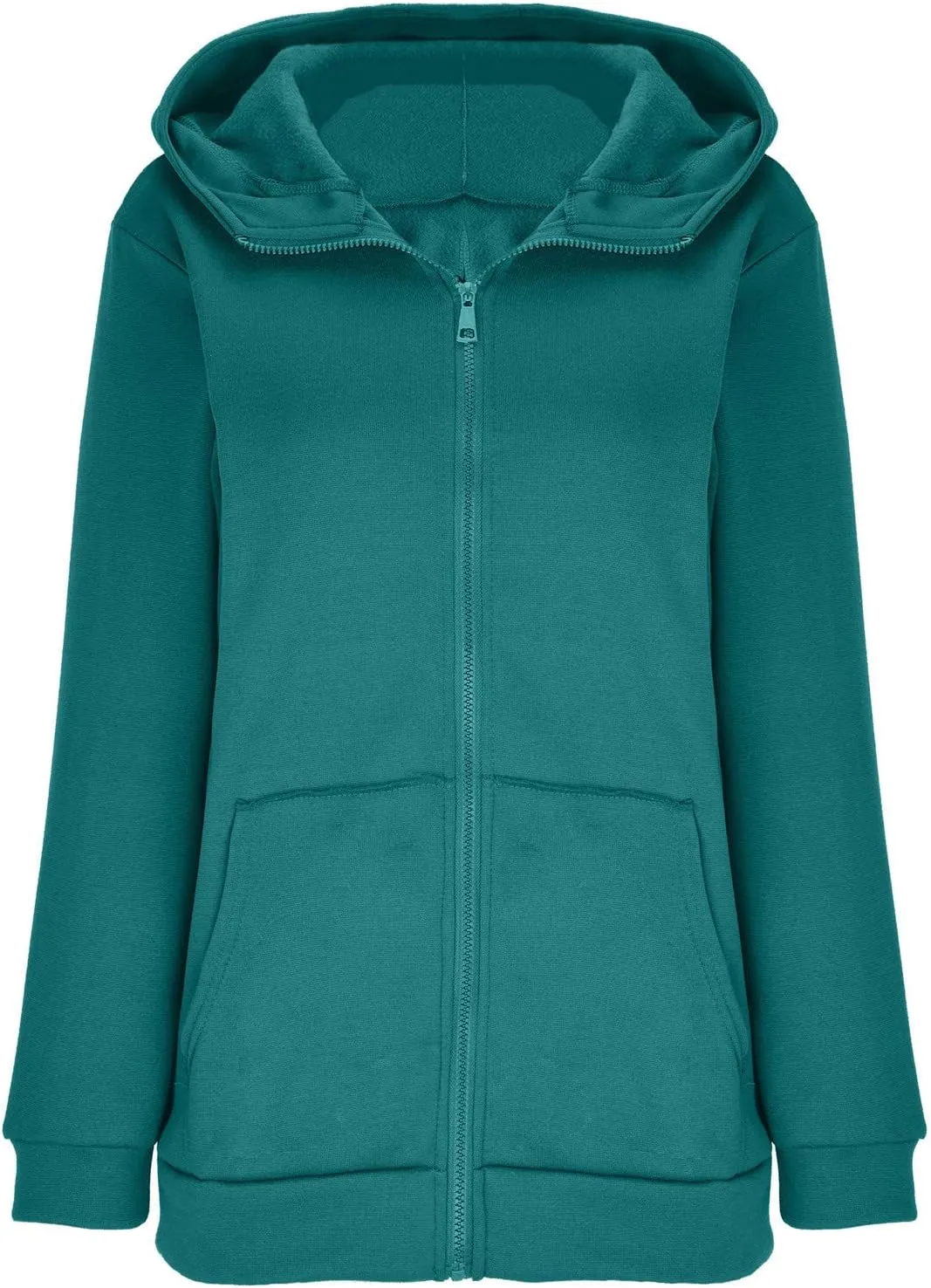 LFEOOST Womens Hoodies Full Zip Tunic Sweatshirts Fashion 2022 Winter Long Sleeve Solid Color Loose Hoodie Jacket with Pocket