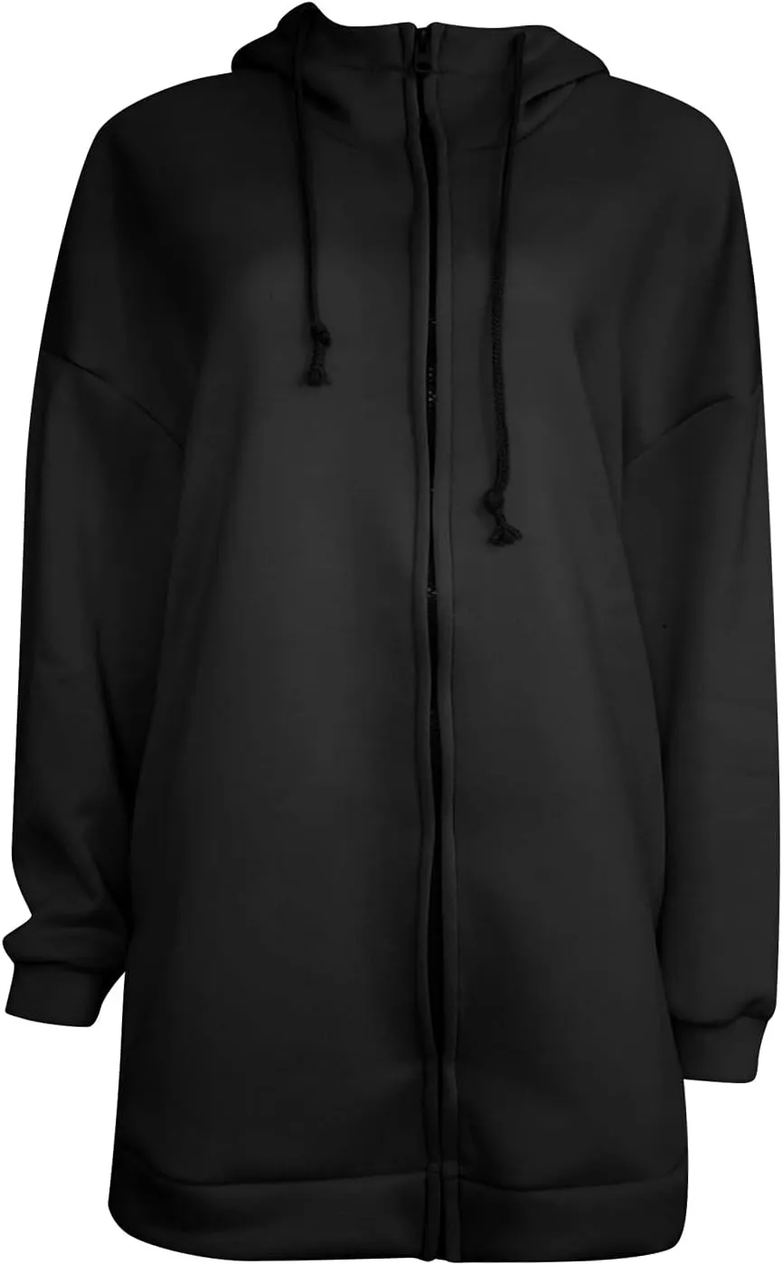 LFEOOST Womens Hoodies Full Zip Tunic Sweatshirts Fashion 2022 Winter Long Sleeve Solid Color Loose Hoodie Jacket with Pocket